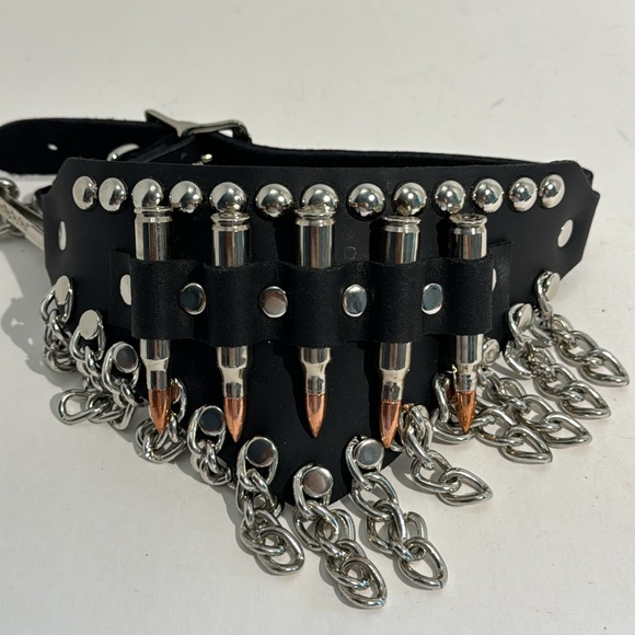 Leather Gothic Motorcycle Bullet Studded Adjustable boot strap accessory - Picture 3 of 4